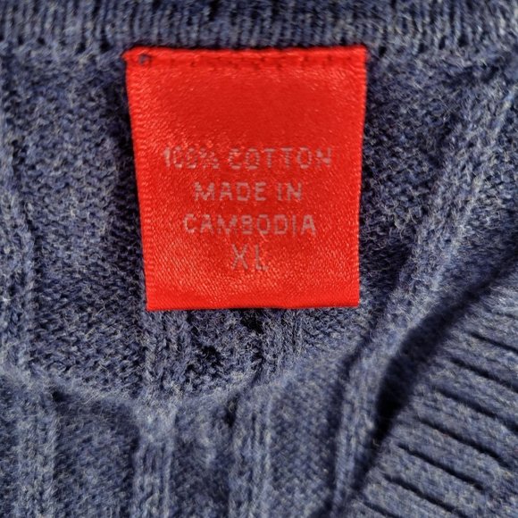 Izod Sweater Mens VNeck Blue Long Sleeve Size XL - Picture 4 of 5